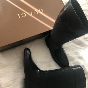 Black Gucci rain boots